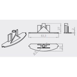 Zatyczki listwy dolnej żaluzji fasadowej z trzpieniem | C80 szary czarny