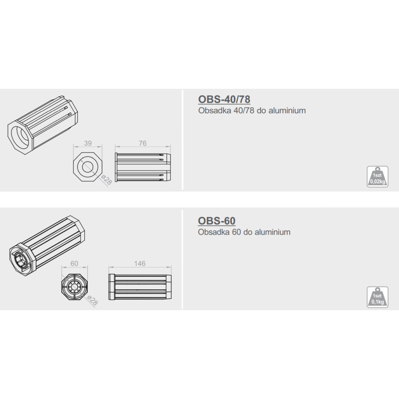 Obsadka do rury nawojowej oktagonalnej